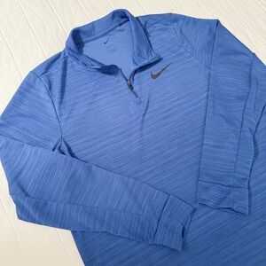 Nike Dri-Fit Women's LARGE Long Sleeve‎ Quarter Zip Blue Running Pullover
